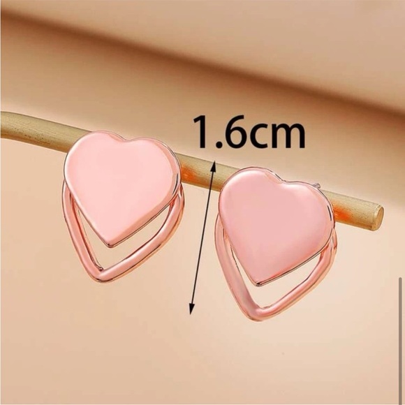 New Rose Golden Hearts, Modern Ear Jackets - Picture 4 of 5